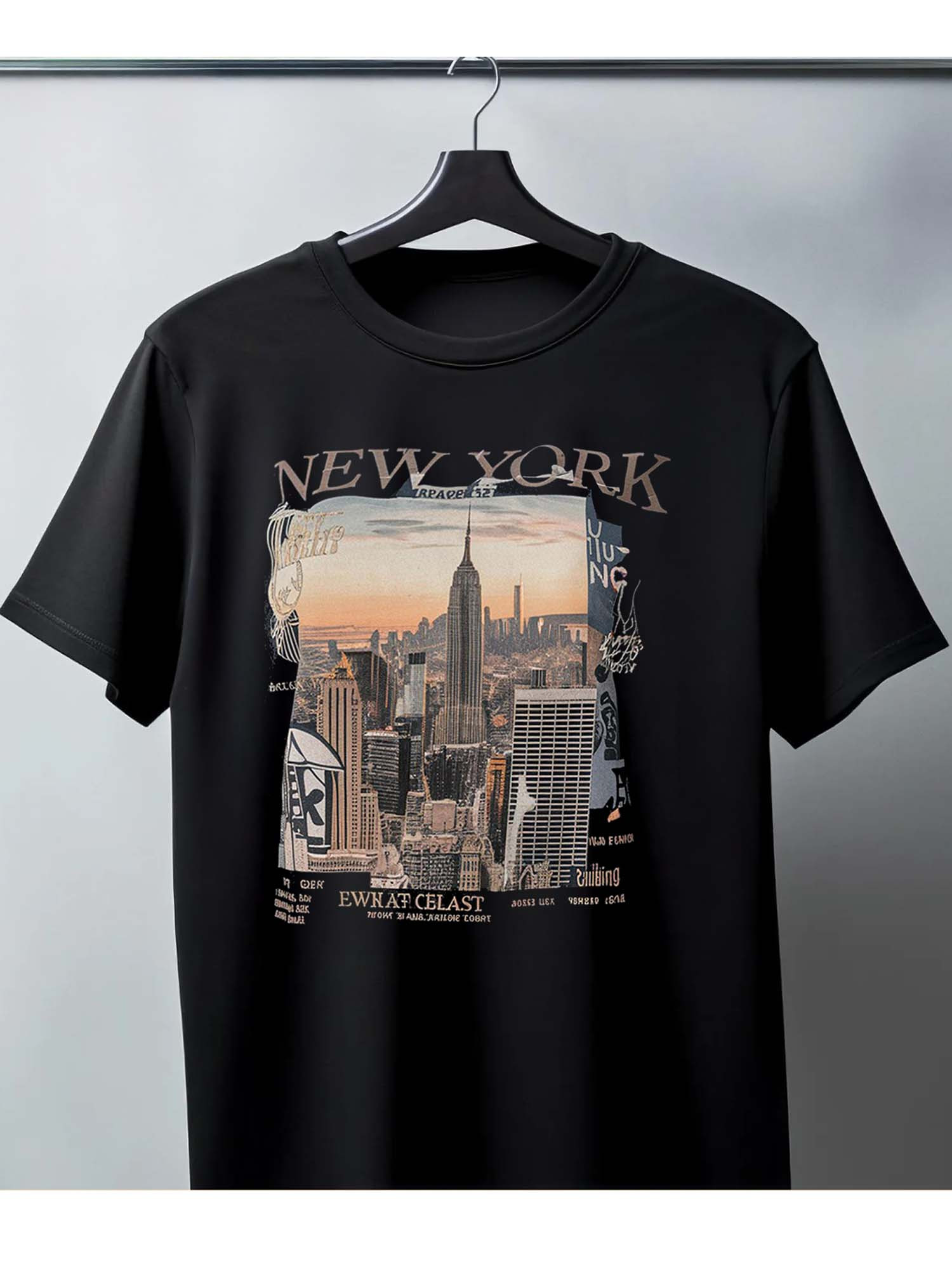 Vintage Fashion New York - Streetwear Men's Black Graphic T-Shirt New