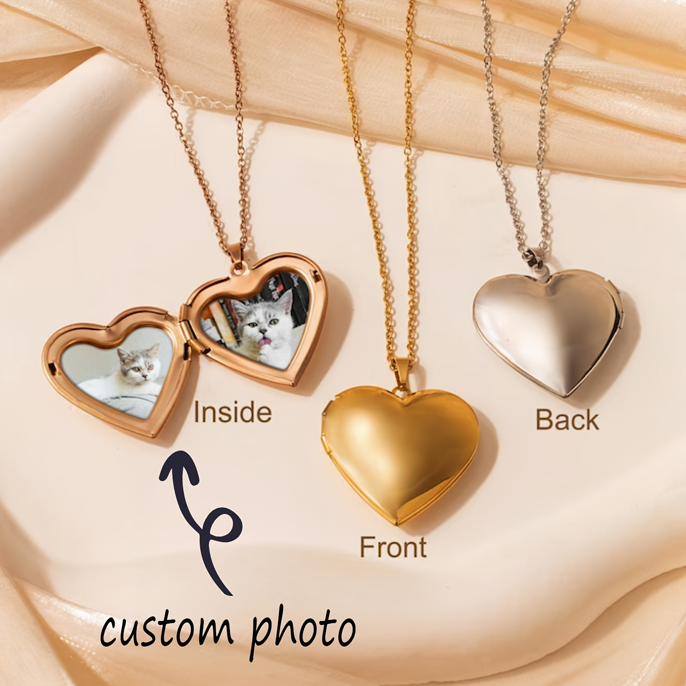 Vintage Fashion Photos - Custom Photo Heart Locket Necklace with