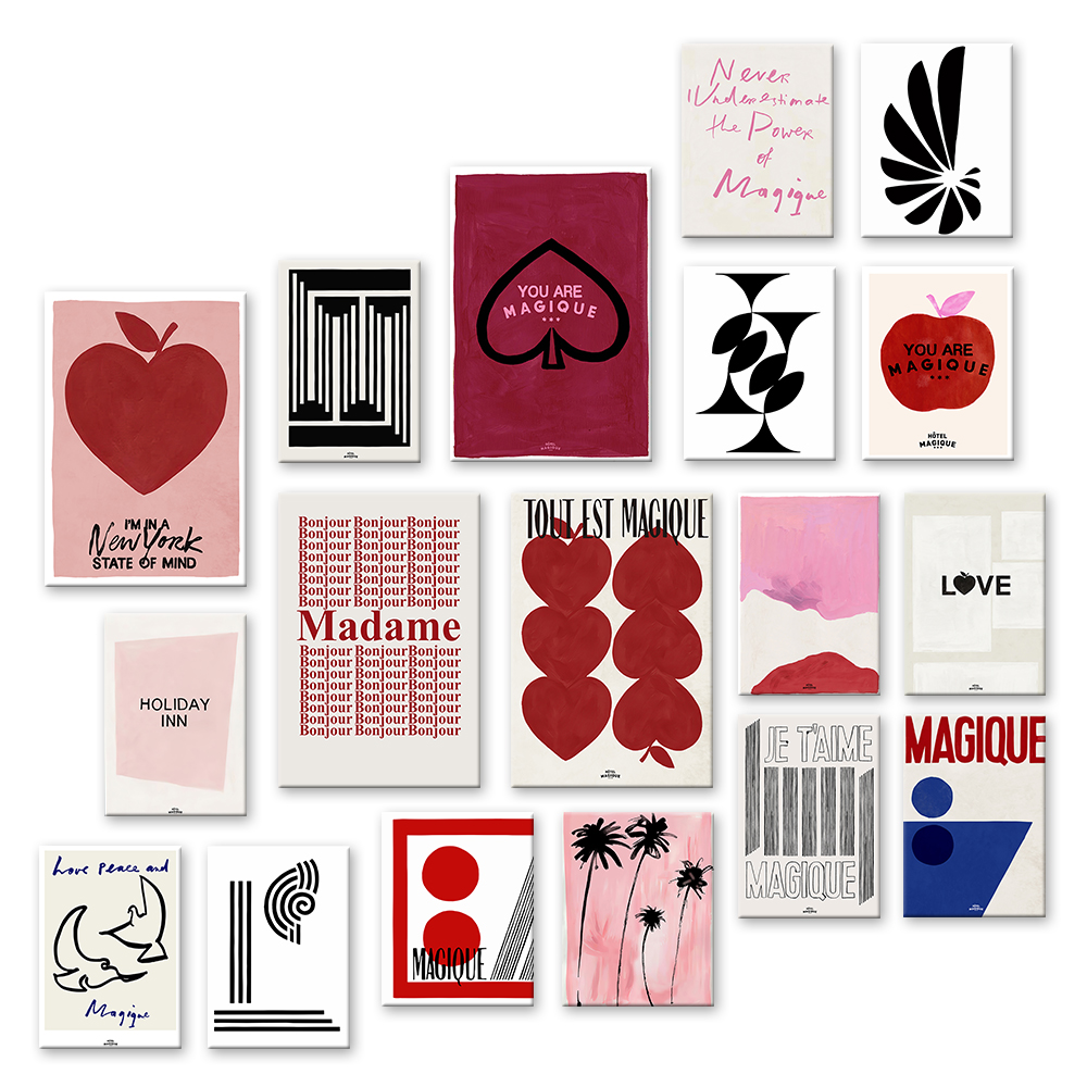 Vintage Fashion Prints For Wall - Pink Alphabet Heart Fashion Poster Print