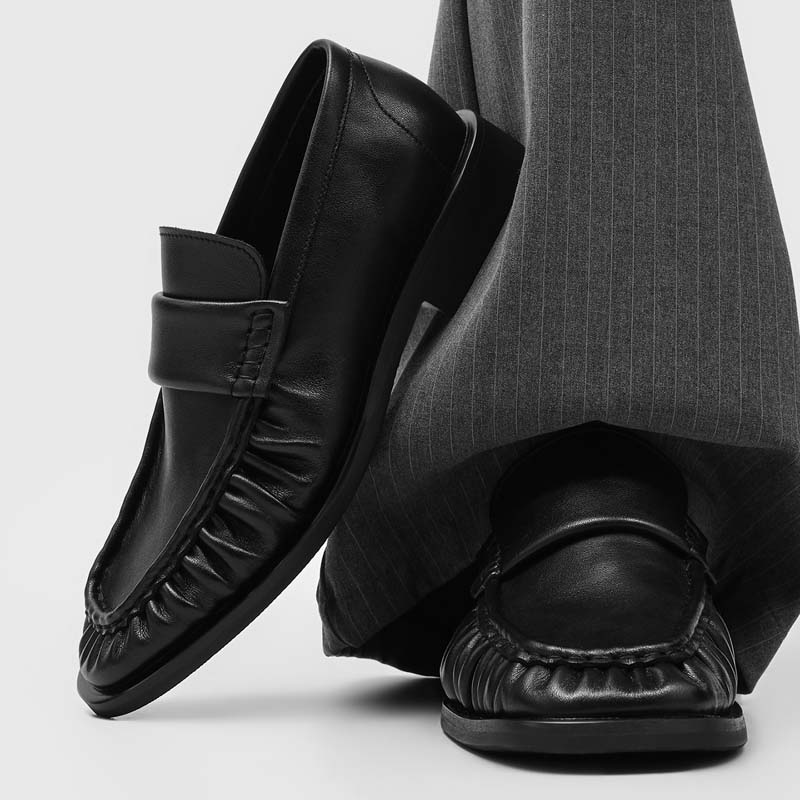 Vintage Slip Dress - Men's Black Genuine Leather Loafers Square