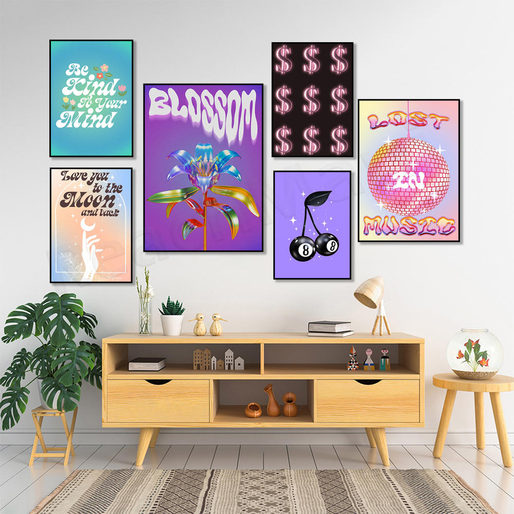 Vintage Fashion Prints For Wall - Geld Y2K Wall Art Roze Fashion