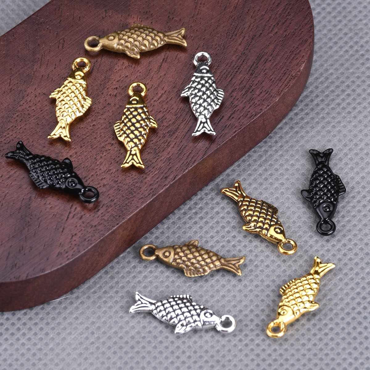 Vintage Fashion Tumblr - 10pcs Fish Shape 20x8mm Gold/Silver/Bronze Color