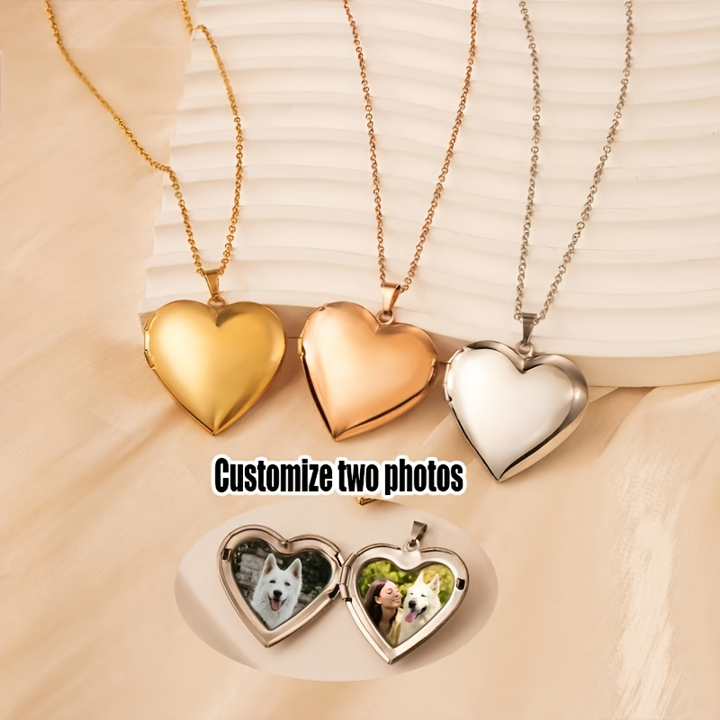 Custom Photo Heart Locket Neck - Vintage Fashion Photos avaliação e preço
