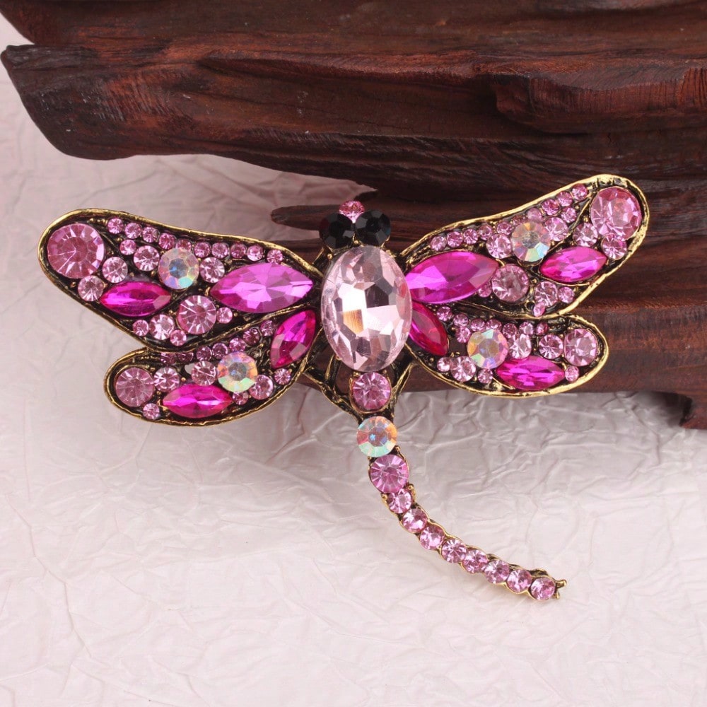 Vintage Gold-Tone Pink Rhinest - Vintage Fashion Retro Outfit avaliação e preço