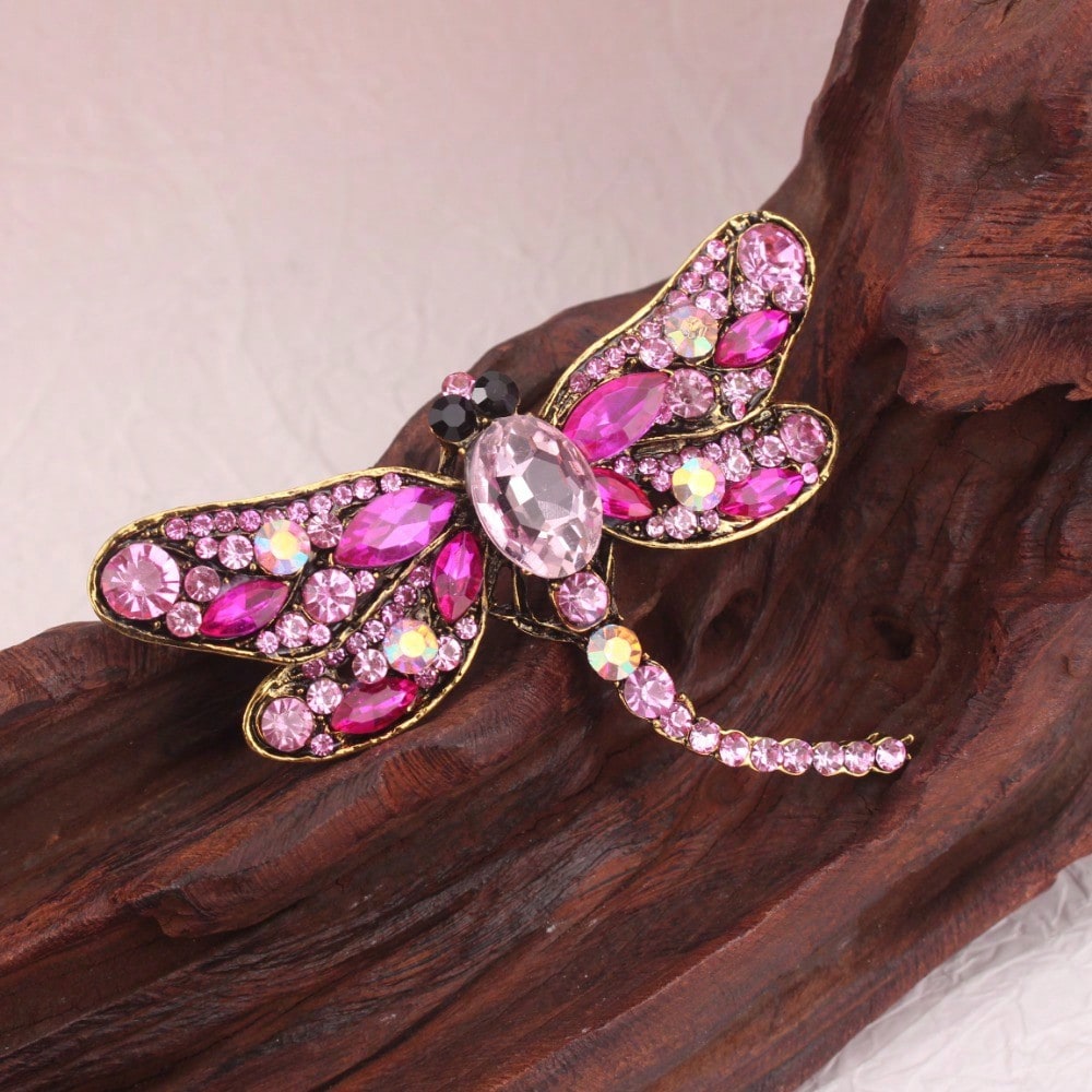 Vintage Gold-Tone Pink Rhinest - Vintage Fashion Retro Outfit avaliação e preço