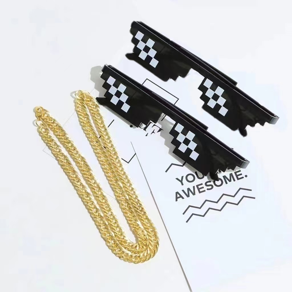 2Pcs Mosaic Sunglasses Cool Pa - Vintage Fashion Images avaliação e preço