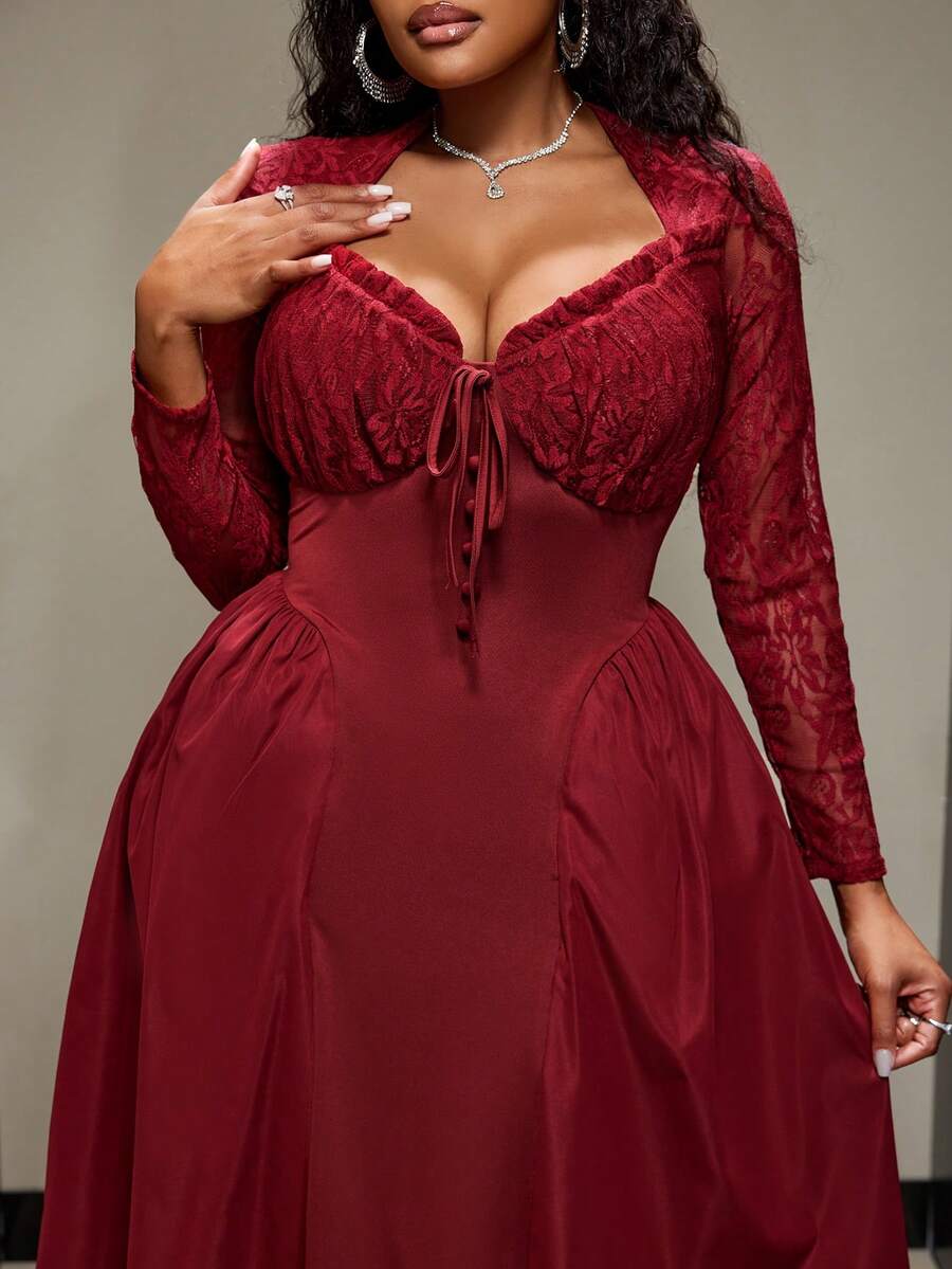 Plus Size Women Elegant A-Line - Vintage Fashion Plus Size avaliação e preço