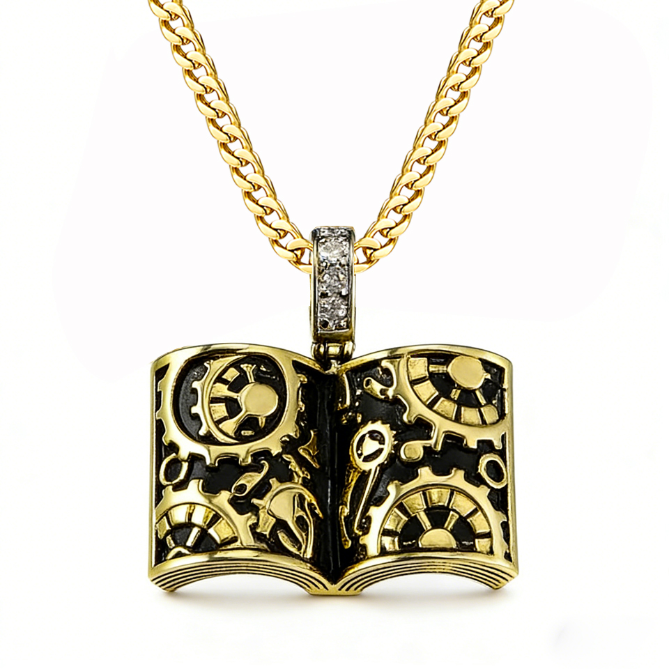 VANAXIN Punk Retro Book Pendan - Vintage Fashion Library avaliação e preço
