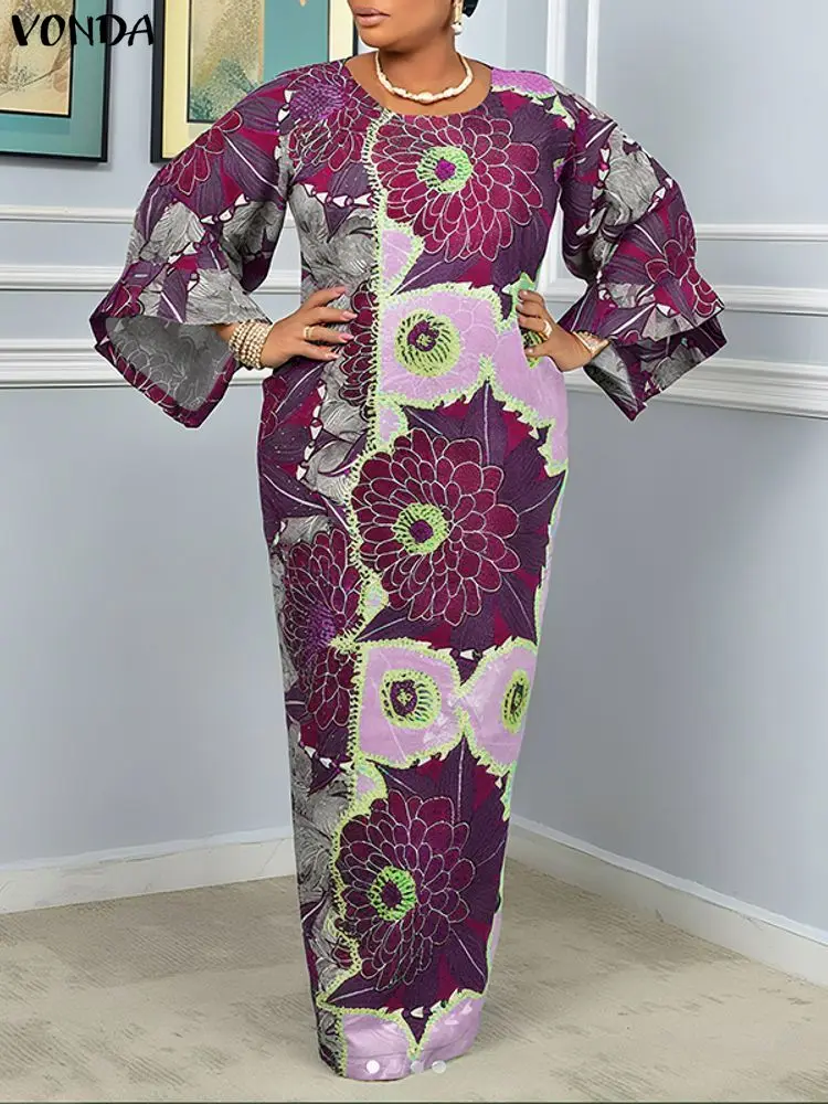 VONDA Women Bohemian Maxi Dres - Vintage Fashion Plus Size avaliação e preço