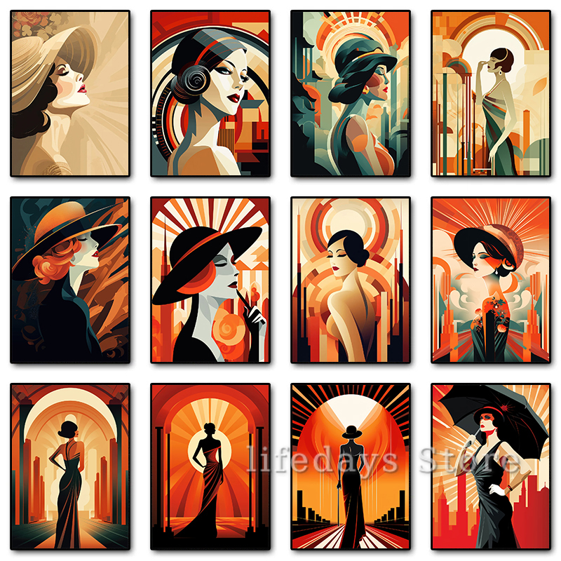 Vintage Art Deco Women Portrai - Vintage Fashion Prints For Wall avaliação e preço