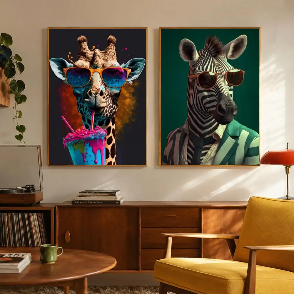 Art V-Vibrant Animal Bubble Fa - Vintage Fashion Prints For Wall avaliação e preço