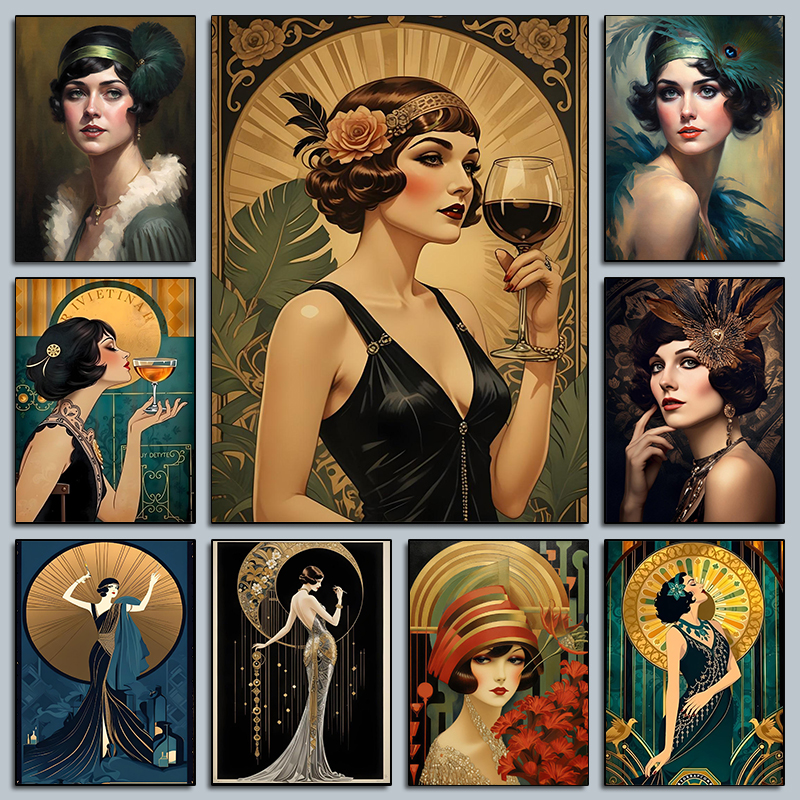 Vintage Flapper Girl Poster 19 - Vintage Fashion Prints For Wall avaliação e preço