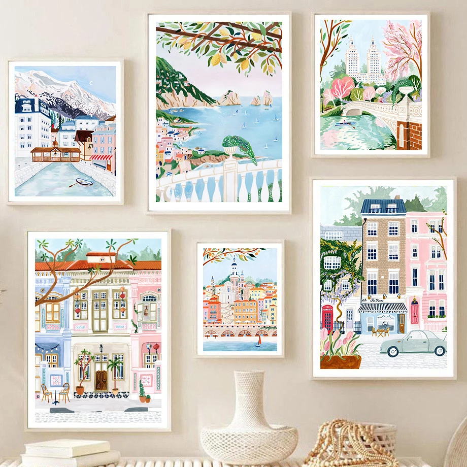 City Street Park Vintage Tram  - Vintage Fashion Prints For Wall avaliação e preço
